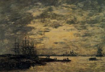 尤金 佈丹 Bordeaux, Boats on the Garonne 尤金 佈丹 Bordeaux, Boats on the Garonne